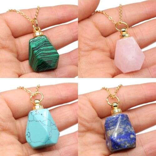 Natural Gems Stone Women Necklace Simple Perfume Bottle Crystal Lapis lazuli Necklace for Charms Necklace Jewelry Gifts