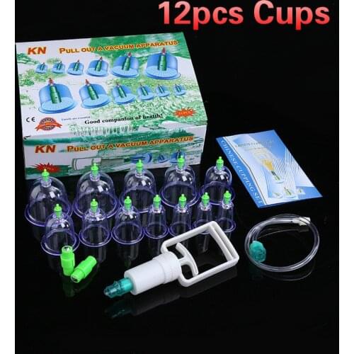 6 12Pcs Cans Cups Chinese Vacuum Cupping Kit Pull Out Vacuum Apparatus Therapy Relax Massagers Curve Suction Pumps For Massage