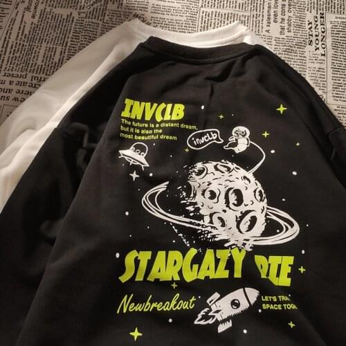 2021 New Korean Long Sleeved Pullovers Women Sweatshirt Oversized Harajuku Clothes Coat Sweatshirt Women Fashion Printed Planet