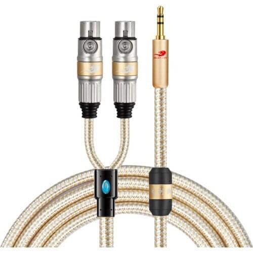 3.5mm Male to 2 x XLR Female Audio Cable for PC Phone Mixer Amplifier 1/8 Inch 3.5 to XLR Adapter Y Splitter Shielded Cords