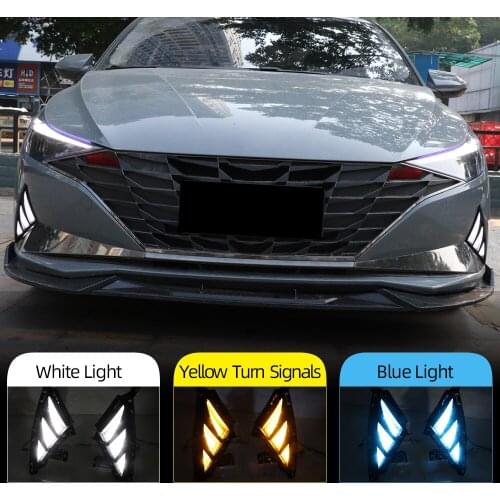 2PCS Auto LED DRL Daytime Running Light Fog Lamp Turn Signal Light Assembly for Hyundai Elantra 2020 2021