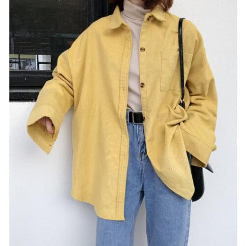 Bella philosophy 2020 Corduroy Camisas Shirt Loose Wild Solid Spring Women Blouse Big Size Shirt Female Long Sleeve Long Shirt