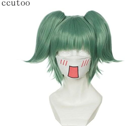 Ccutoo 30cm Assassination Classroom Kayano Kaede Short Green Synthetic Cosplay Party Wig Hair With Chip Ponytails