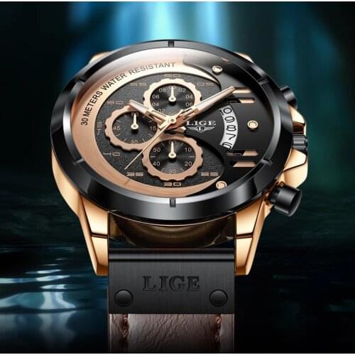 Top Brand Man Watches LIGE Watch with Chronograph Sports Waterproof Clock Man Watches Military Luxury Mens Watch Analog Quartz