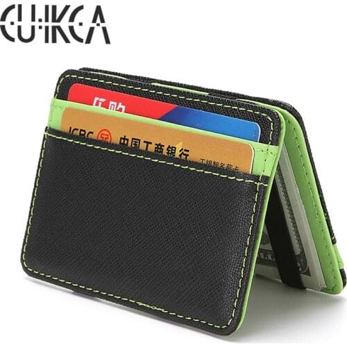 CUIKCA Korean Unisex Magic Wallet Money Clips Women Men Wallet Purse Slim Leather Wallet ID Credit Card Cases Money Holder