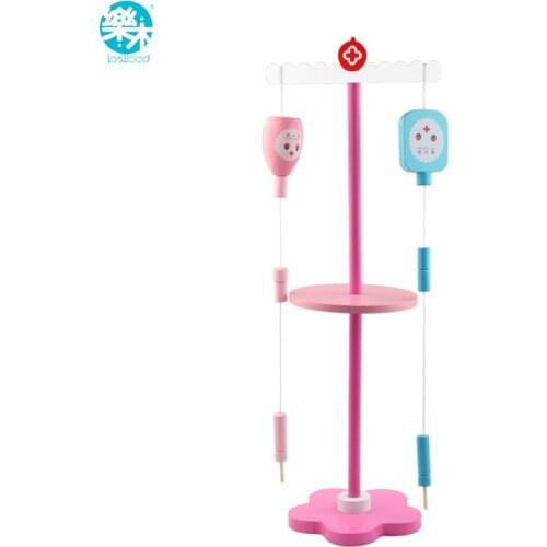 Logwood Wooden toys Funny play Real Life Cosplay Doctor game toy Drip rack Doctor accessories For Children