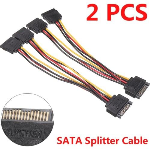 For HDD Hard Drive 2pcs Durable SATA Splitter Cable High Speed Male to Female Power Supply Cables Adapter Pohiks
