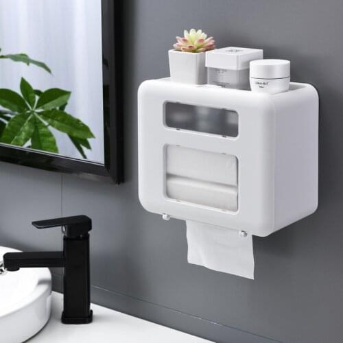 4 Color Double Layer Toilet Paper Holder Toilet Tissue Box Wall Mount Multifunction Waterproof Bathroom Storag Durable Home