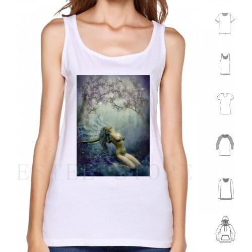 Fantasy Tank Tops Vest Sleeveless Anacbstudio Angel Blue Fairy Purple Surreal Fantasy Winged Surrealism Imagination