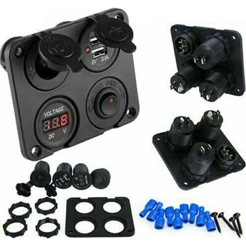 12V Car Boat Cigarette Lighter Socket Dual USB Charger Adapter Voltmeter Ship Switch Panel Car Voltmeter Accessories