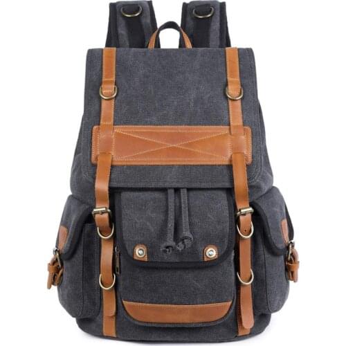 Canvas leather retro 60l travel hiking waterproof strong laptop backpack