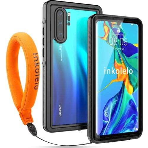 Inkolelo Huawei P30 Pro Waterproof Case Built-in Screen IP68 Full Sealed Shockproof Cover for Summer Swimming Diving Black
