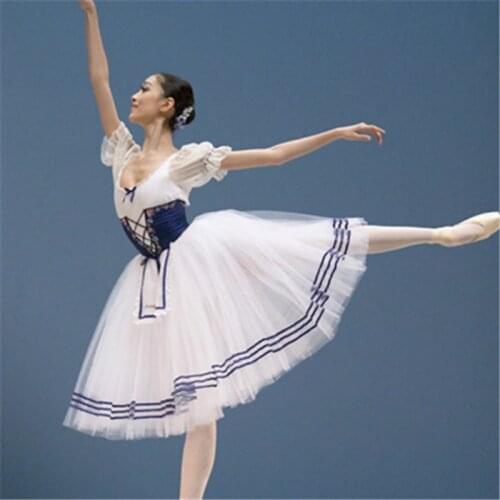 Classical Short Puff Sleeve Giselle Ballet Costume Adult Women Long Ballet Leotard Dress Professional Tutu Girls Ballet Clothes