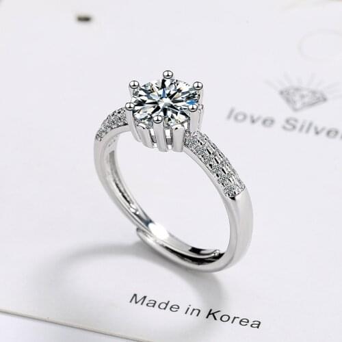 Classic Small Round Zircon Stone Female Ring Elegant Silver Color Crystal Promise Adjustable Rings for Women Fashion Jewelry