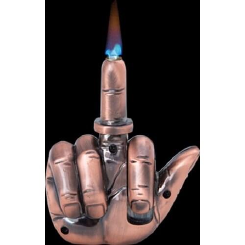 Creative Middle Finger Jet Torch Lighter Metal Straight Flame Butane Compact Refillable Gas Lighter With Sound Gadgets For Men