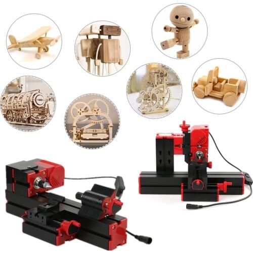 Mini DIY 6 in1 Multifunctional Motorized Transformer Jigsaw Grinder Driller Metal Lathe Drilling Sanding Sawing Machine Tool Kit