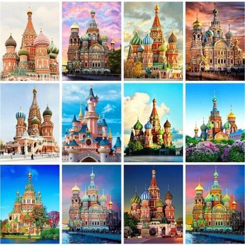 Castle Architecture Diamond Art Paintings Kit Completely Jewel Cross Stitch Handmade Crafts for Adults Girl Room Decor