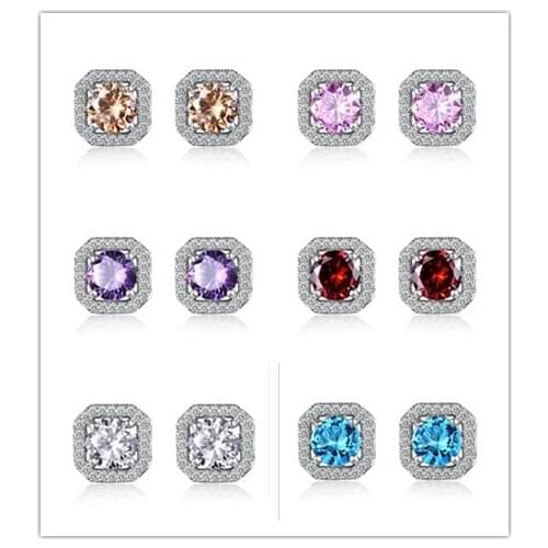 New Fashion jewelry 925 silver needle Hollow Carved Earrings Crystal from Swarovskis New Woman name earrings Twins micro set