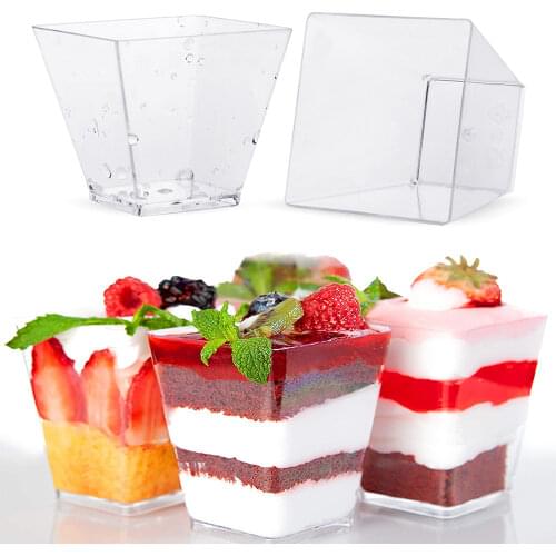 Disposable Cups Clear Portion Cups Clear Portion Transparent Trapezoidal Food Container for Jelly Yogurt Mousses Dessert Baking