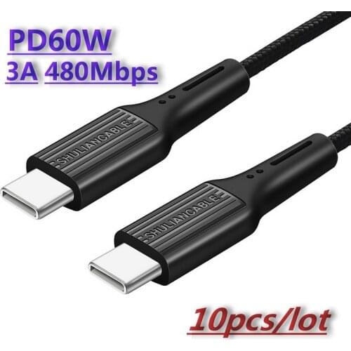 Wholesale 10pcs/lot USB C to Type C Cable Fast Charging 60W PD Cable QC 3.0 Quick Charging Mobile Phone Charging Wire USB C Data