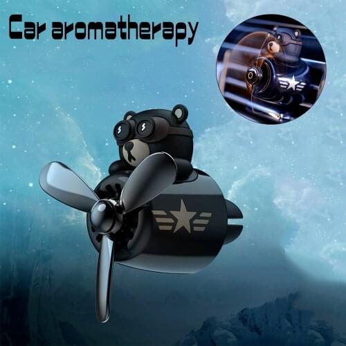 Car Air Freshener Aromatherapy Pilot Rotating Propeller Air Outlet Fragrance Flavor Bear Pilot Car Accessories Solid Perfume Air