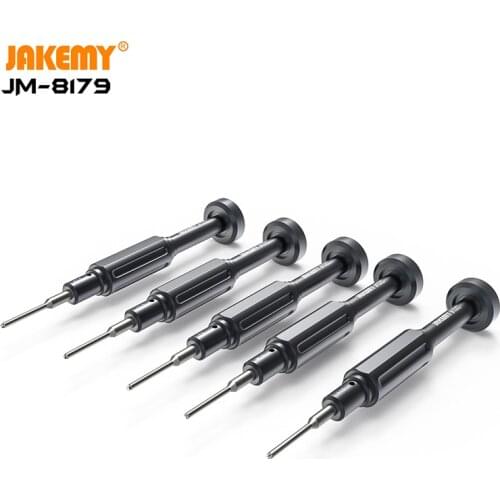 JAKEMY Precision 3D Aluminum Alloy Single Screwdriver with 5 Type S-2 Bits for Glasses Mobile Phones Cameras Disassembly