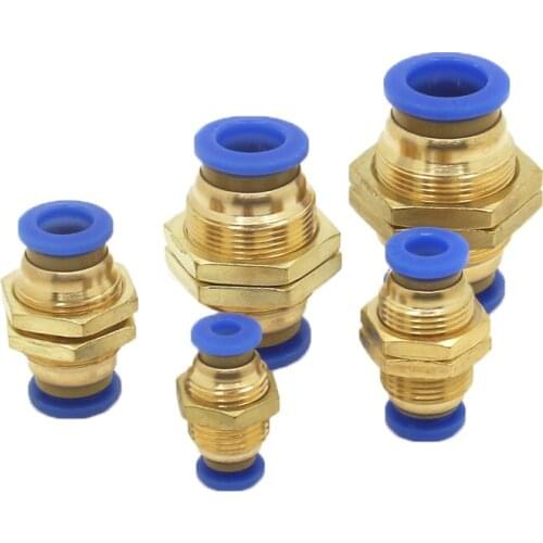 Pneumatic Fittings PM Straight Bulkhead Union Connector 4mm 6mm 8mm 10mm 12mm OD Hose Plastic Push In Gas Quick Connector