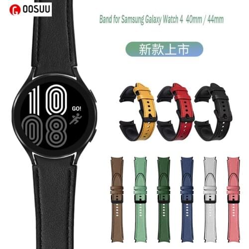 For Samsung Galaxy Watch4 Silicone+Leather+ Pin Buckle Band Belt 20mm Watch Strap for Samsung Galaxy Watch 4 40mm 44mm Wristband