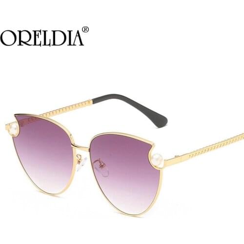 Luxury Punk Pearl Sunglasses Women Cat Eye Sun Glasses Gradient Shades Eyewear Lady Brand Designer Metal Frames Eyeglasses UV400