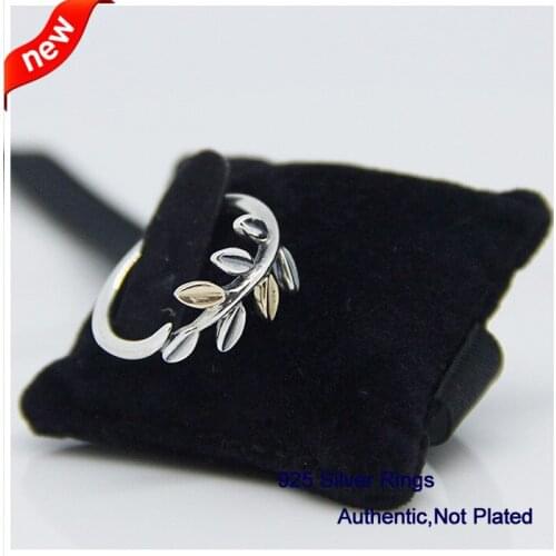 Compatible with European Jewelry Leaves silver ring 100% Authentic 925 Sterling Silver DIY Jewelry Wholesales 09R022