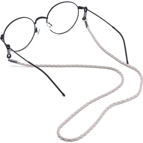 Solid Color PU Leather Woven Glasses Neck Strap Rope Band Eyeglass Cord Adjustable Glasses Chain Eyeglass String Accessories
