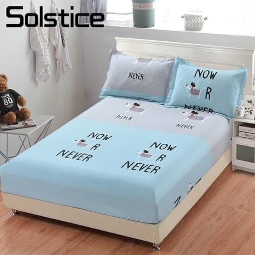 Solstice Home Textile Bedding Fitted Sheet Around Elastic Band Blue Dog Bed Mattress Cover Protector 100%Cotton For Boy Girl Kid