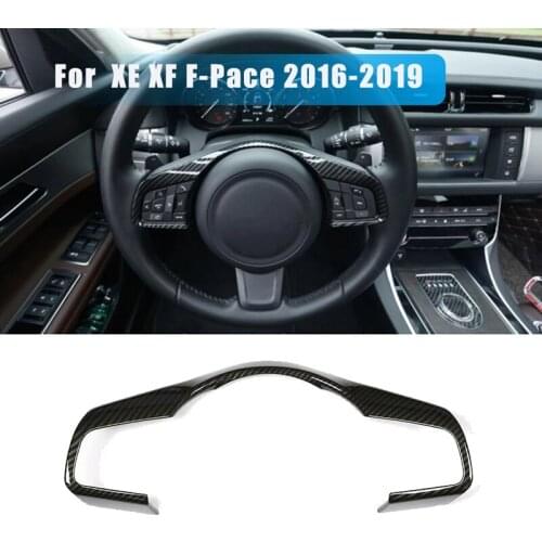 Carbon Fiber Style ABS Steering Wheel Trim Sticker Cover Decoration for Jaguar XE/XF/F-Pace 2016-2019 Car Accessories