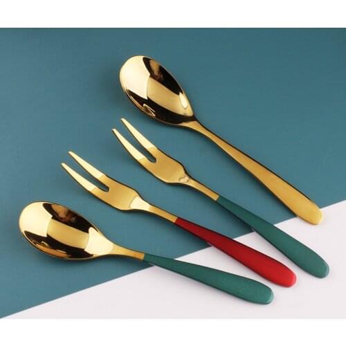 Dinnerware 304 Stainless Steel Spoon Cutlery Luxury Fruit Ice Cream Dessert Coffee Teaspoons Tableware Cutlery kitchen Bar Tools