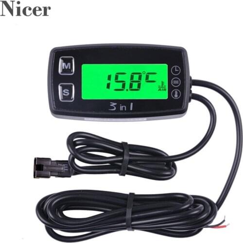 Thermometer Voltage Clock Temperature And Over-voltage Reminder For Motorcycle Generator Engine Waterproof 3 In 1 Meter Tools
