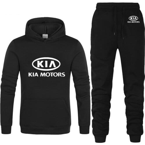 Spring autumn New Fashion Summer Mens Hoodie KIA Car Logo Print Casual high quality Cotton Mens sweatshirt + sweatpants