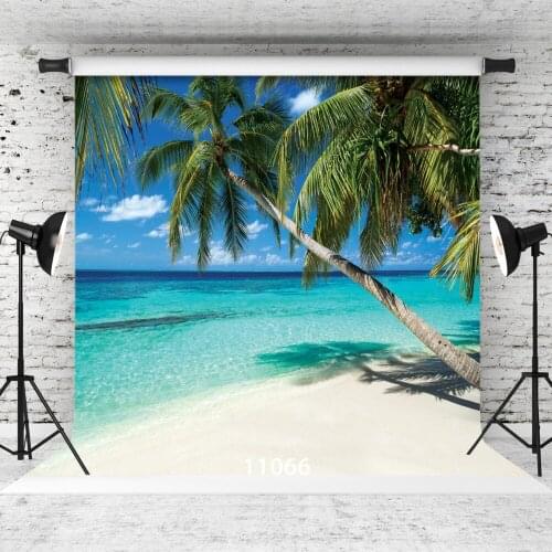 Cloud Palm Blue Sky Sea Beach Vinyl Photographic Background Portrait For Wedding Baby Shower New Born Backdrops Photo Shoot