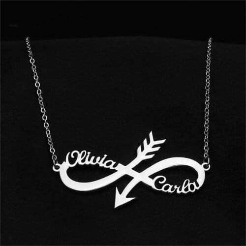 Custom Vintage Arrow Name Necklace Pendant Stainless Steel Chain Personalized Necklaces For Women Gold Heartbeat Heart Choker