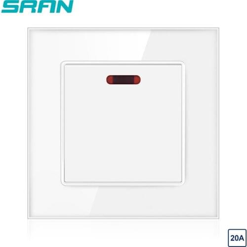 SRAN 20A Switch with neon glass panel kitchen water heater on/off wall switch air conditioner high power