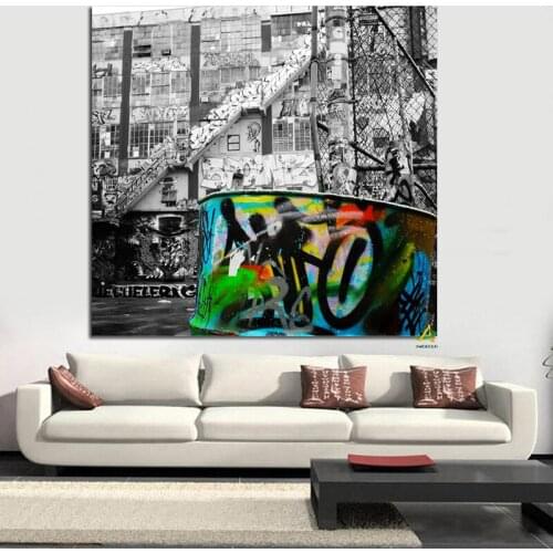 YWDECOR Abstract Street Graffiti Old Building Canvas Painting Poster Digital Prints Wall Pop Art Picture Living Room Home Decor