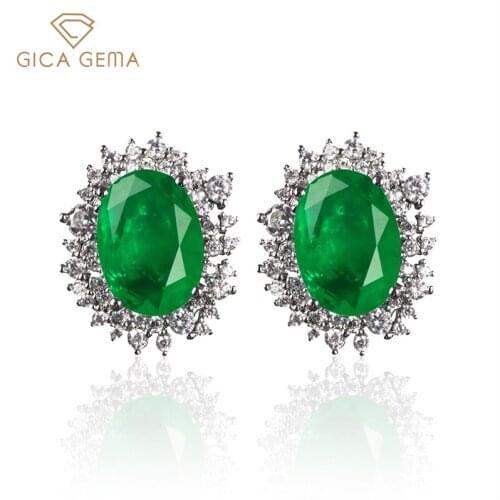 GICA GEMA High Quality 925 Stelring Silver Stud Earrings 10*14mm Paraiba Gemstone Earrings For Women Wedding Jewelry Gifts