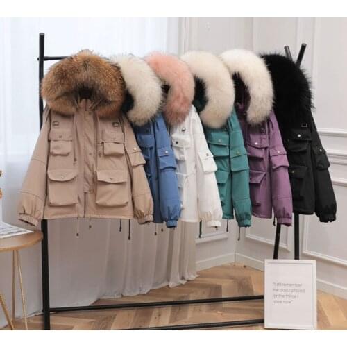 Winter Down Jacket Women 2021 Huge Real Raccoon Fur Hooded 90% Duck Down Parkas Waterproof Oversized Female Puffer Feather Coat