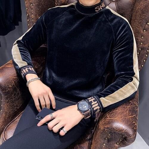 2021 Winter Mens Hoodie Black Velvet Pullover Mens Fashion Sweat Hoodies Slim Fit Fleece Sweatshirts Street Fashion Mens Casual