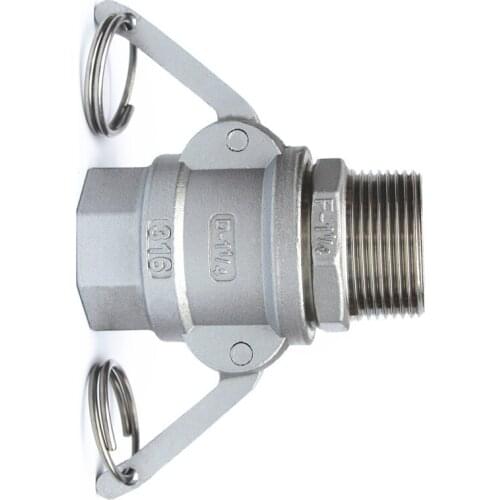 1" BSP Male Thread x 1" BSP Female Thread 304 Stainless Steel D + F Type CamLock Fitting Pump Adapter Cam Groove Coupling