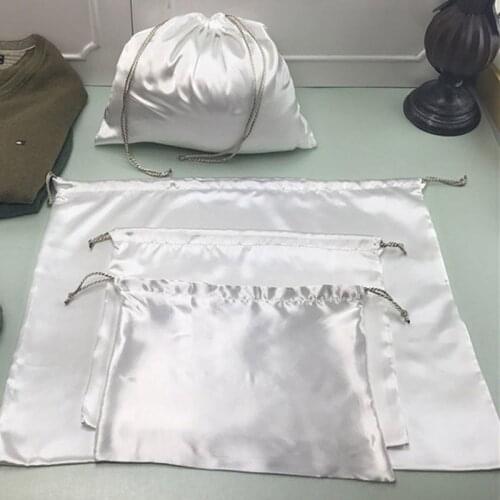 5pcs White Shoes Bag Anti-dust Pocket Drawstring Bag Clothing Shoe Handbag Gift Storage Bag Satin Silk 33x28cm