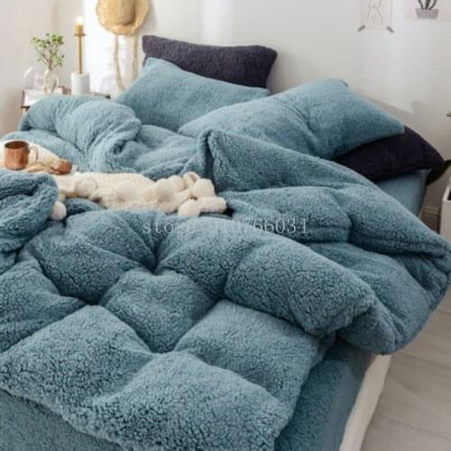2021 New Lazy And Comfortable Solid Cashmere Bedding Set Thick Flannel Velvet Quilt Cover Set Home Sleep Pillowcase