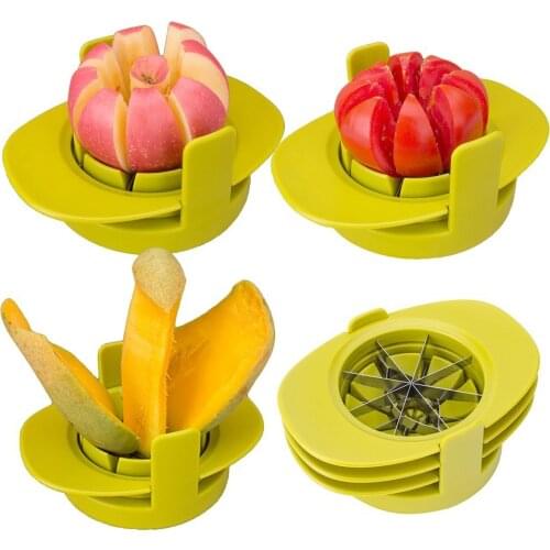 4-in-1 Apple Pear Mango Tomato Guava Orange Pitaya Fruit Vegetables Slicer Corer Cutter with Common Base Kitchen Gadget