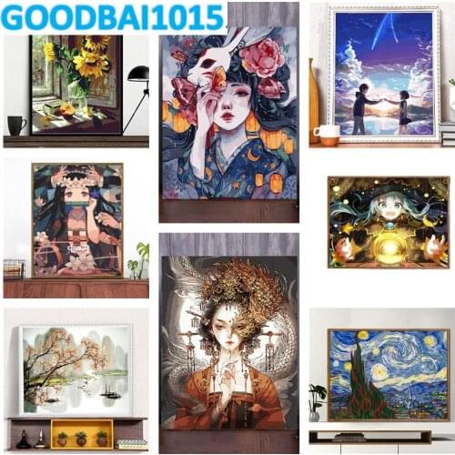5D DIY Diamond Painting Anime Cartoon Full Square/Round Diamond Embroidery Mosaic Cross Stitch Kits Art Girl Home Decor