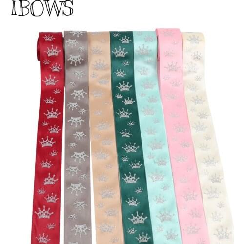 10Y/roll 1-1/2'' (38mm) Satin Ribbon Crown Printed Gift Wrapping Sewing Fabric Accessories Wedding Party Decor DIY Material