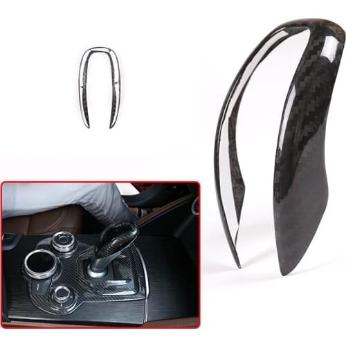 Car Accessories Center Control Gear Shift Head Cover Trim For Alfa Romeo Giulia Stelvio 2016-2019 Real Carbon Fiber Black 1 Pcs